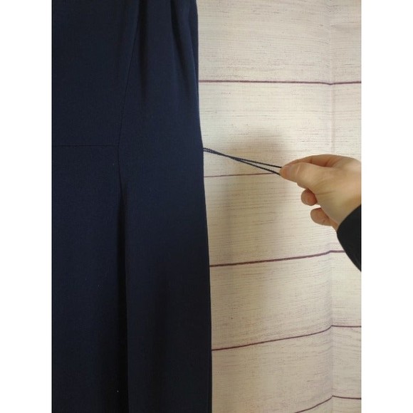 ELLE Navy Shimmer V-Neck Capri Length Pull-On Jumpsuit, Size M - Picture 4 of 8